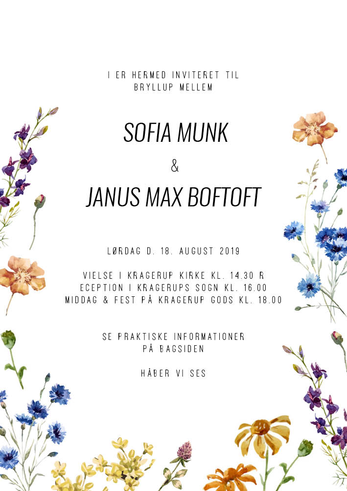 Invitationer - Sofia & Janus Bryllupsinvitation